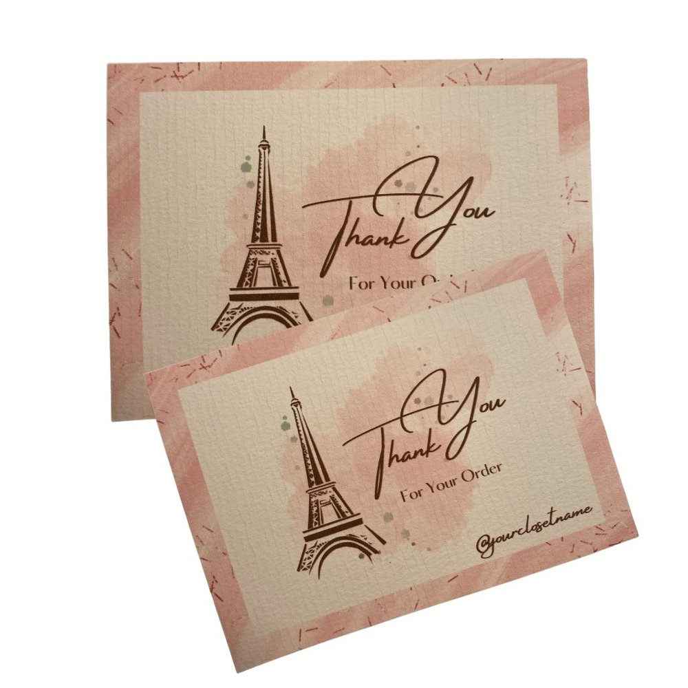 Soft Pink Watercolor Thank You Card With Eiffel Tower Design 100 Count